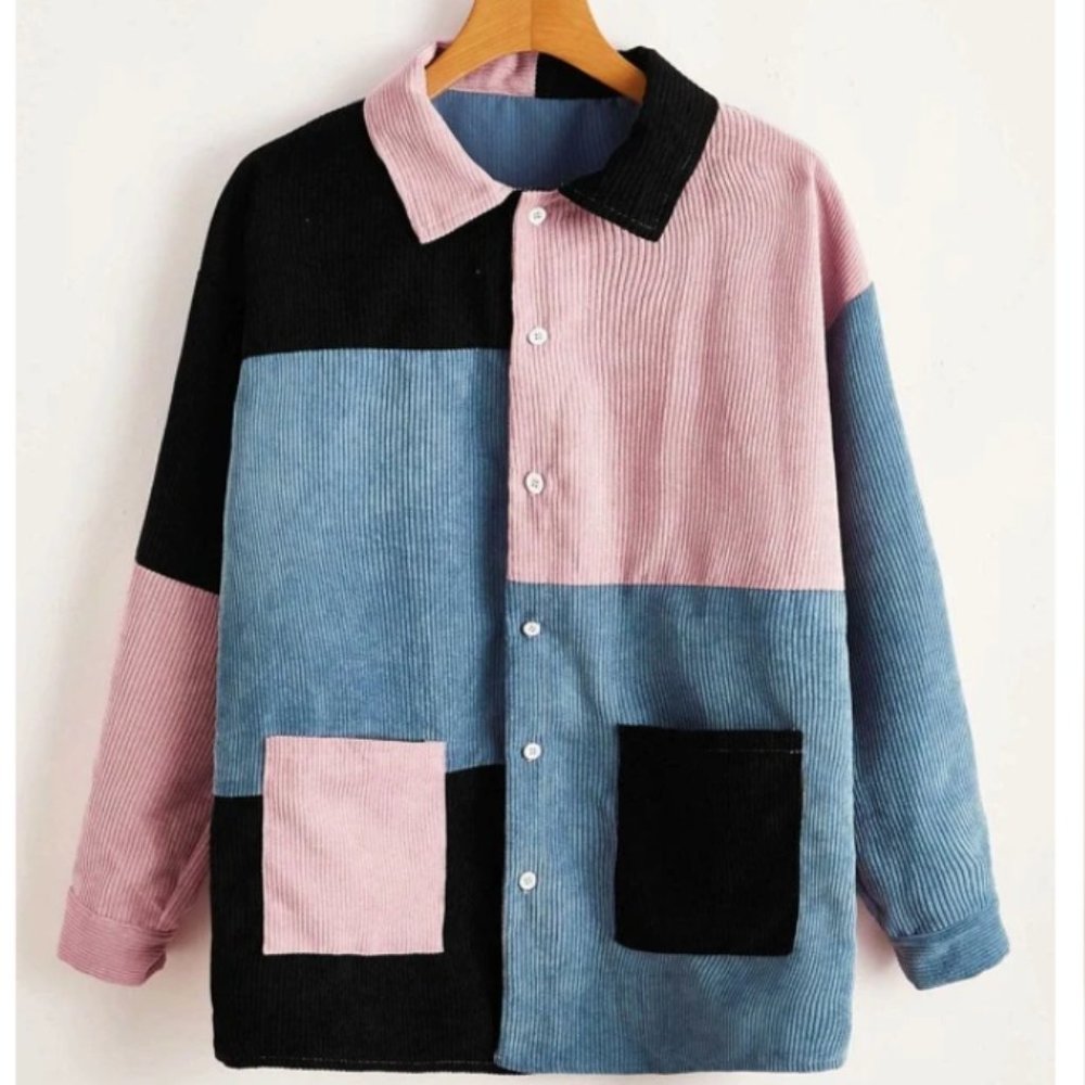 Patchwork Oversized Corduroy Overshirt